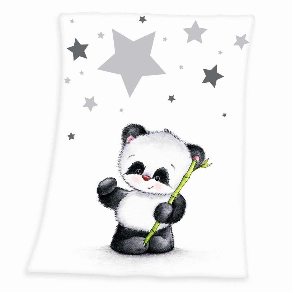 babybest® 1440201014 - Panda Microfaserflausch-Decke 75 x 100 cm 100% Polyester