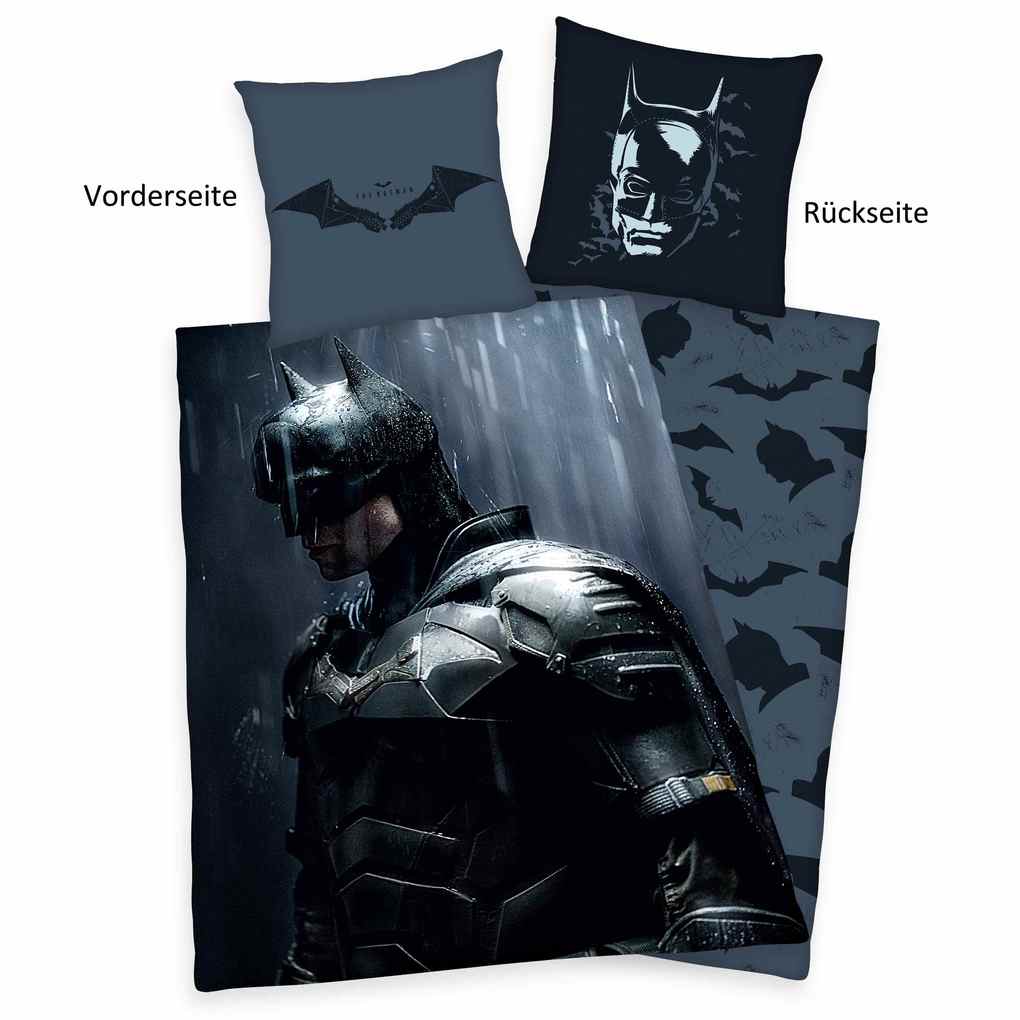 Batman 4458208050 - Bettwäsche 80x80 cm + 135x200 cm 100% Baumwolle