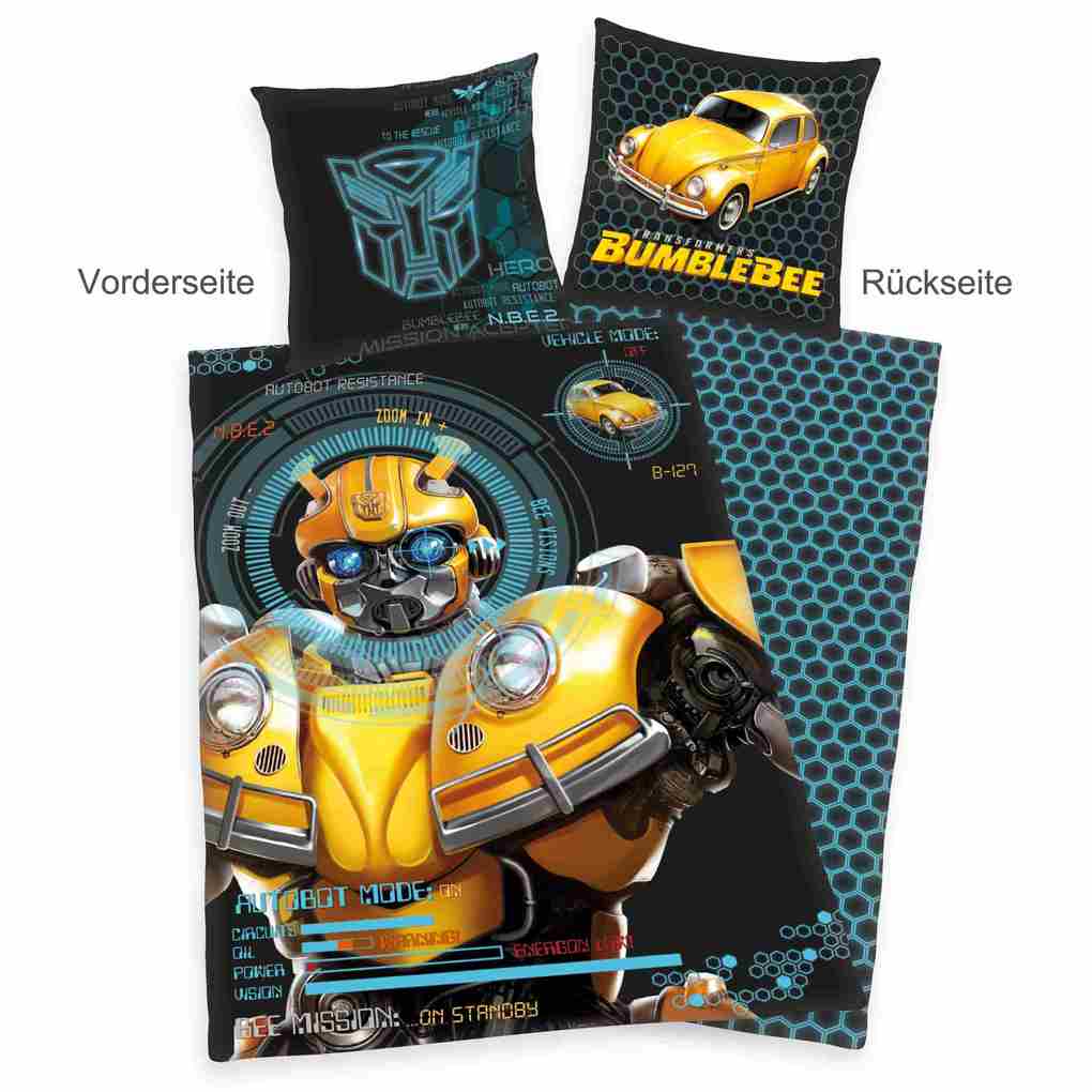 Transformers 4403207050 - Bumblebee Bettwäsche 80x80 cm + 135x200 cm 100% Baumwolle