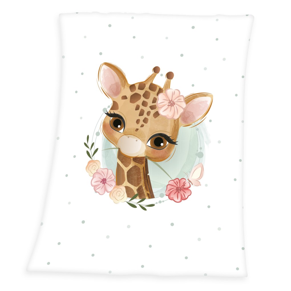 babybest® 1440228014 - Giraffe Microfaserflausch-Decke 75 x 100 cm 100% Polyester