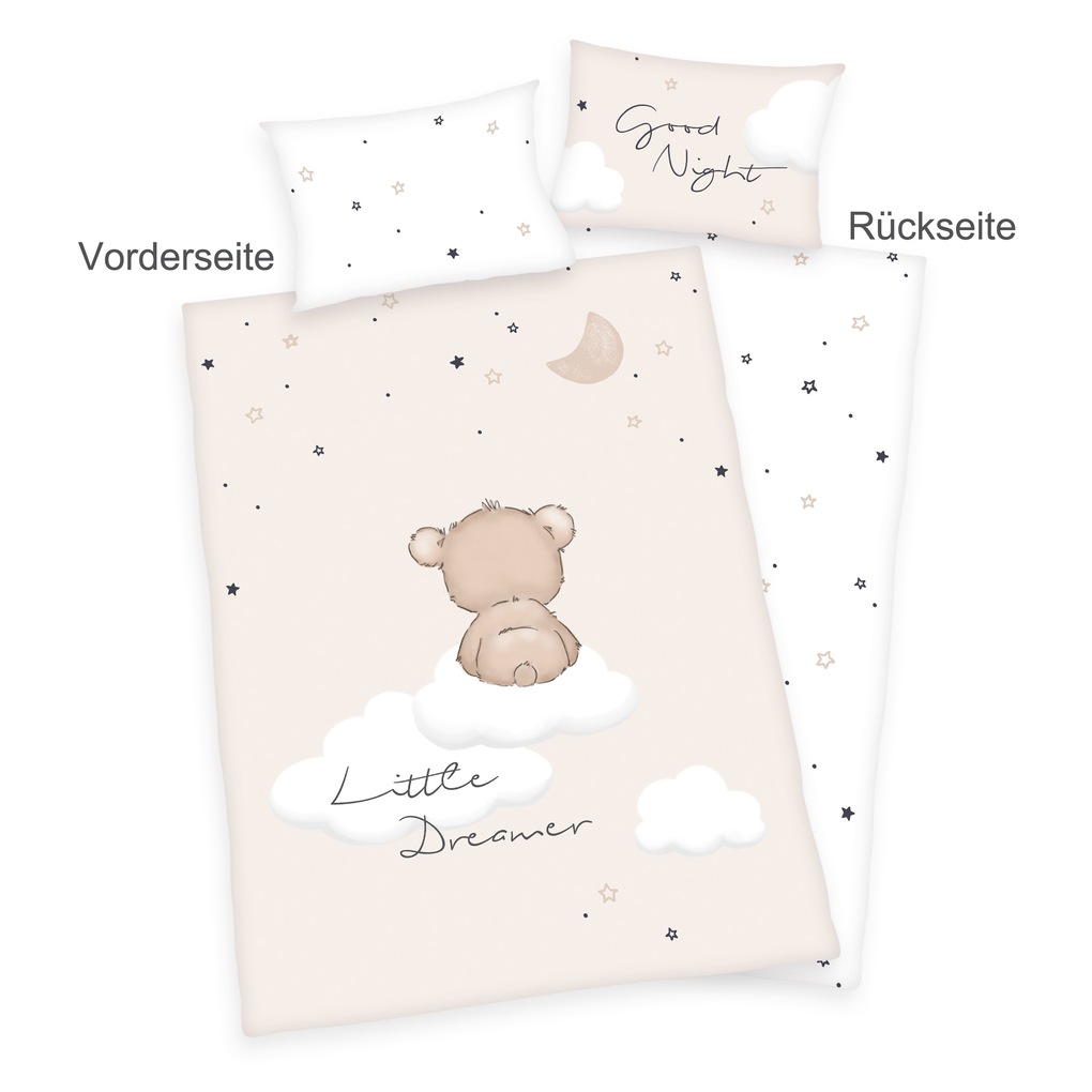 babybest® 2685234063 - Little Dreamer Flanell-Bettwäsche (Made in Green) 40x60 cm + 100x135 cm 100% Baumwolle