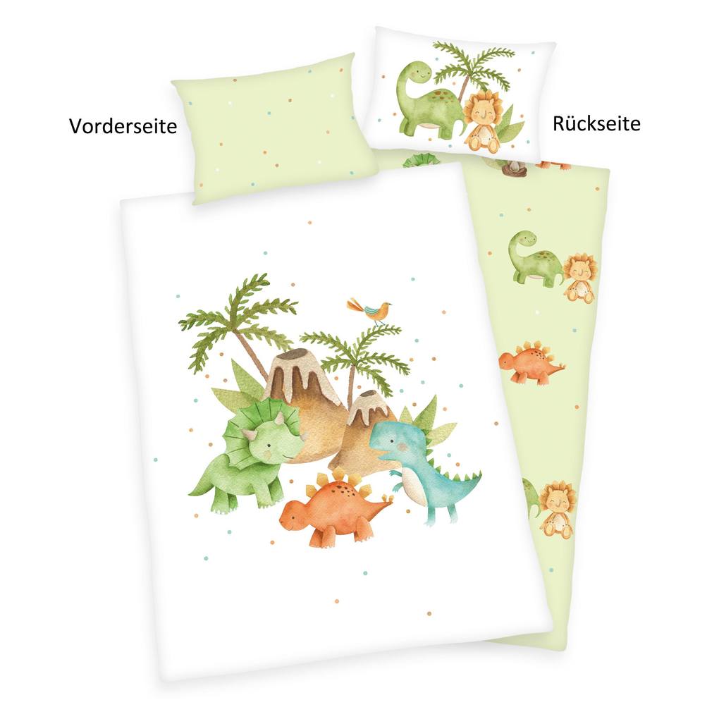 babybest® 2485230063 - Dinos Bettwäsche (Made in Green) 40x60 cm + 100x135 cm 100% Baumwolle