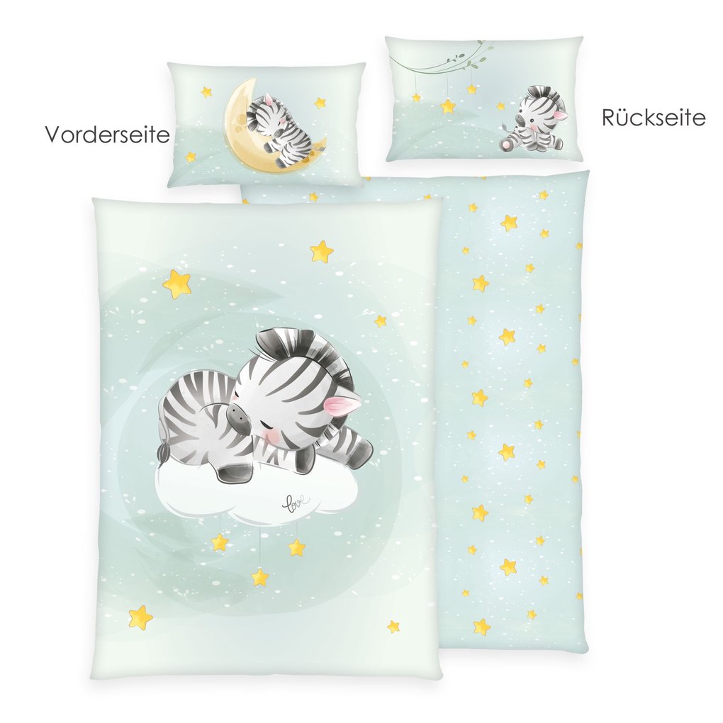 babybest® 2485269063 - Zebra Bettwäsche (Made in Green) 40x60 cm + 100x135 cm 100% Baumwolle