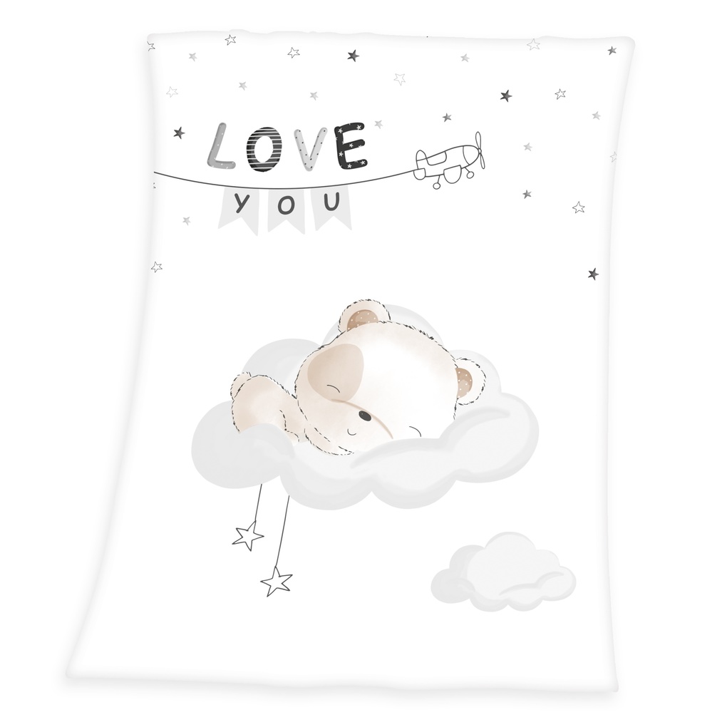 babybest® 1540216014 - Sleeping little bear Soft-Peachdecke 75 x 100 cm 100% Polyester