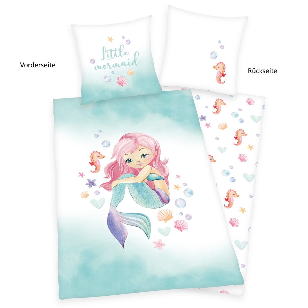 Young Collection 4451250050 - YC Little mermaid Bettwäsche 80x80 cm + 135x200 cm 100% Baumwolle