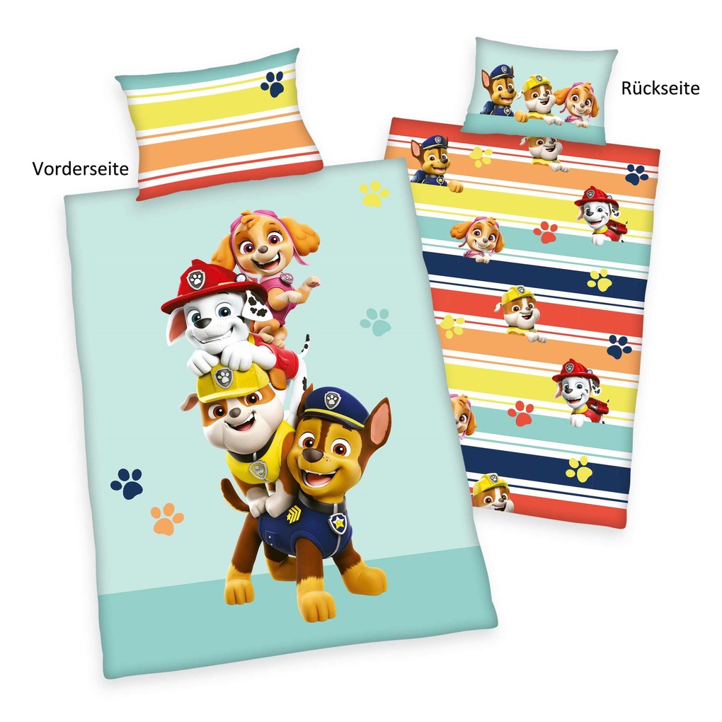 Paw Patrol 2632404063 - Flanell-Bettwäsche (Made in Green) 40x60 cm + 100x135 cm 100% Baumwolle