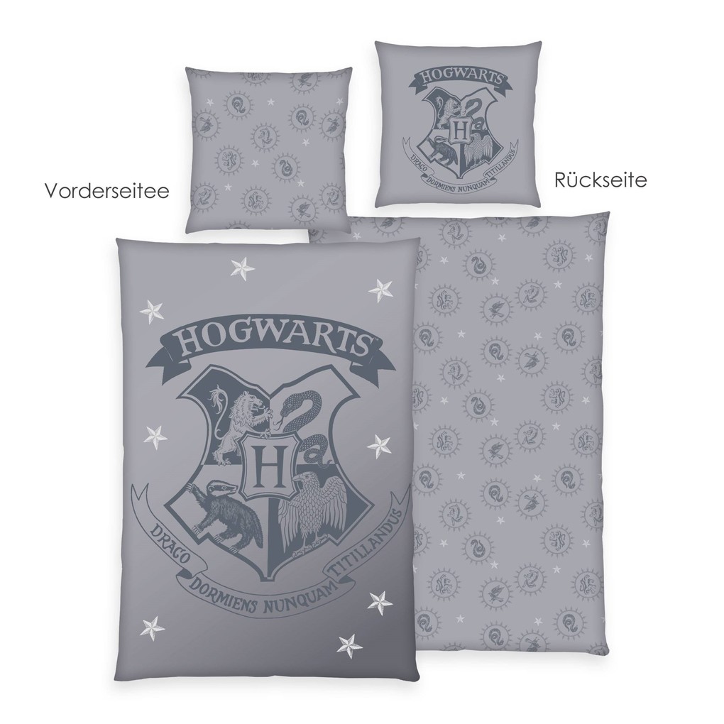 Harry Potter 4474456050 - Bettwäsche grau - Aktion 80x80 cm + 135x200 cm 100% Baumwolle
