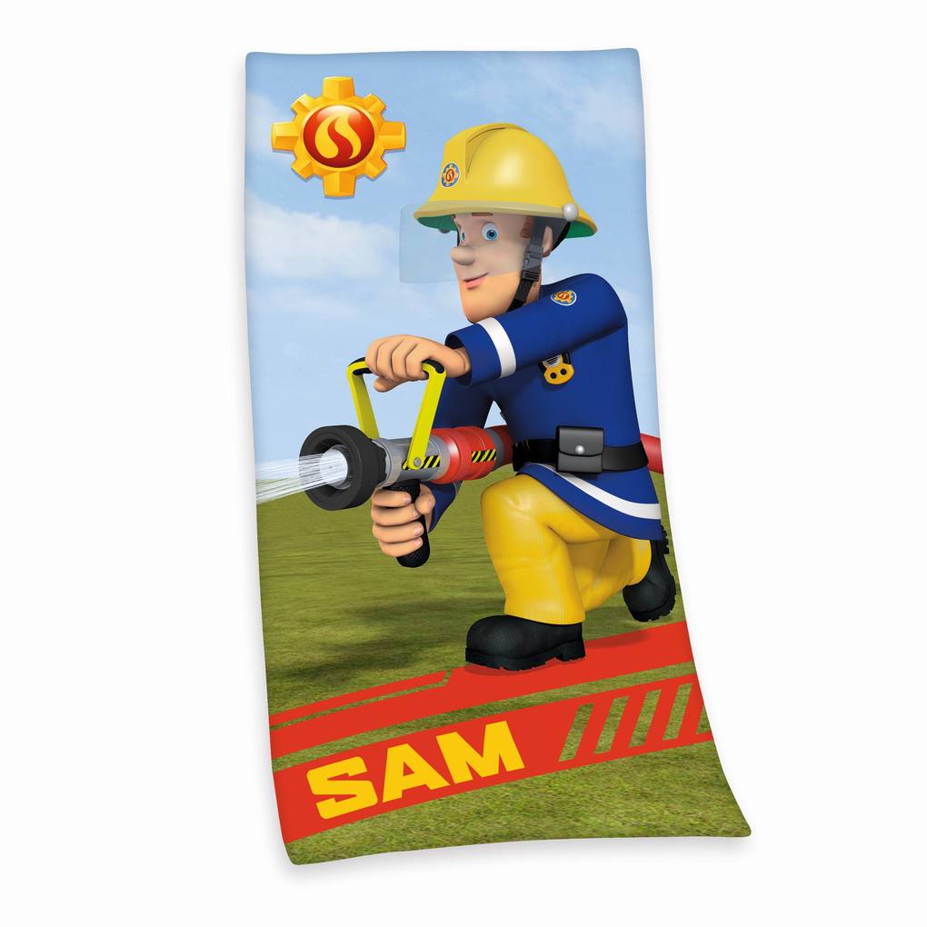 Feuerwehrmann Sam 6170401516 - Velourstuch 75x150 cm 100% Baumwolle