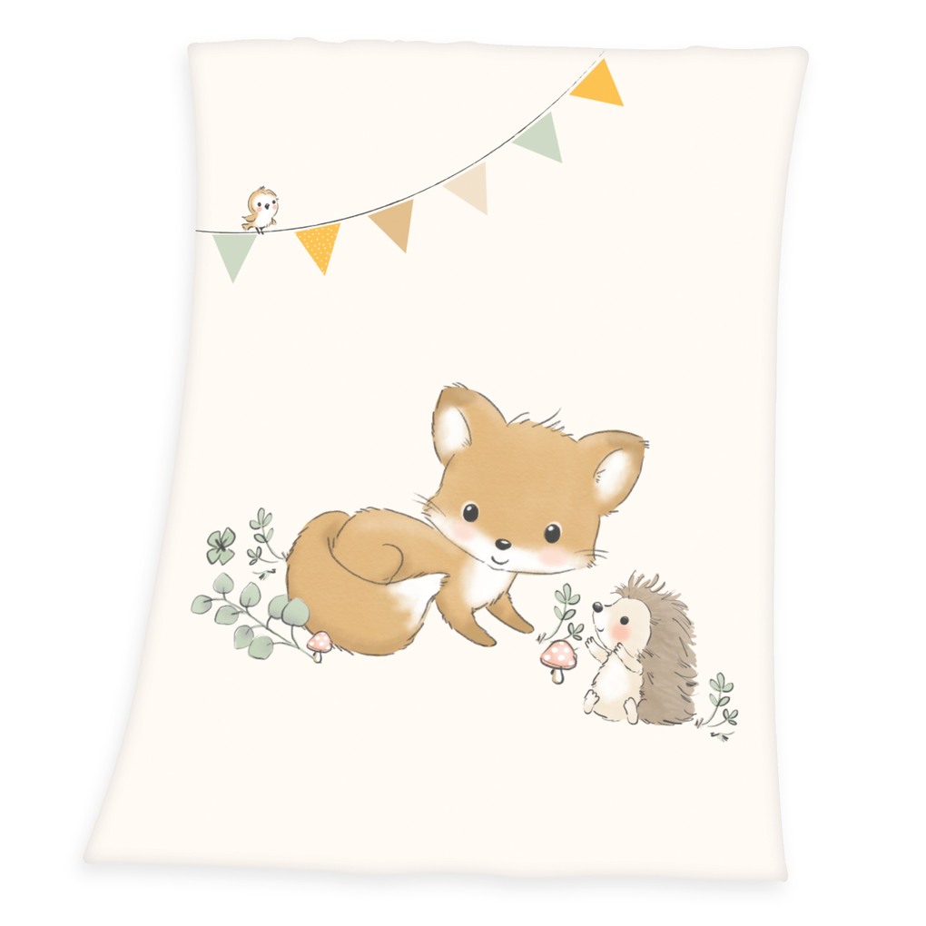 babybest® 1440214014 - Waldfreunde Microfaserflausch-Decke 75 x 100 cm 100% Polyester