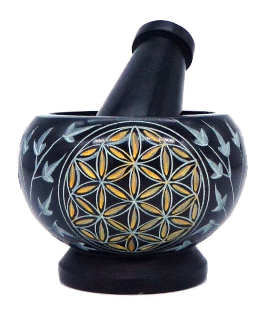Mörser 'Blume des Lebens' gold