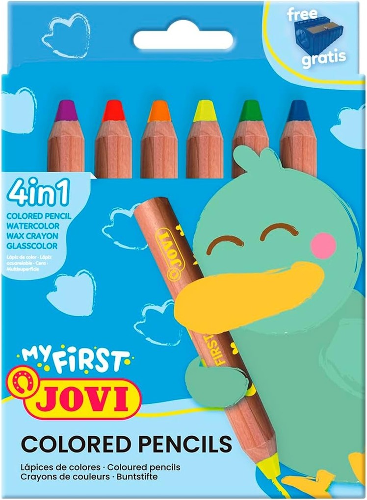 JOVI - MY FIRST 6 extra dicke 4in1 Holzbuntstiften 6er Set