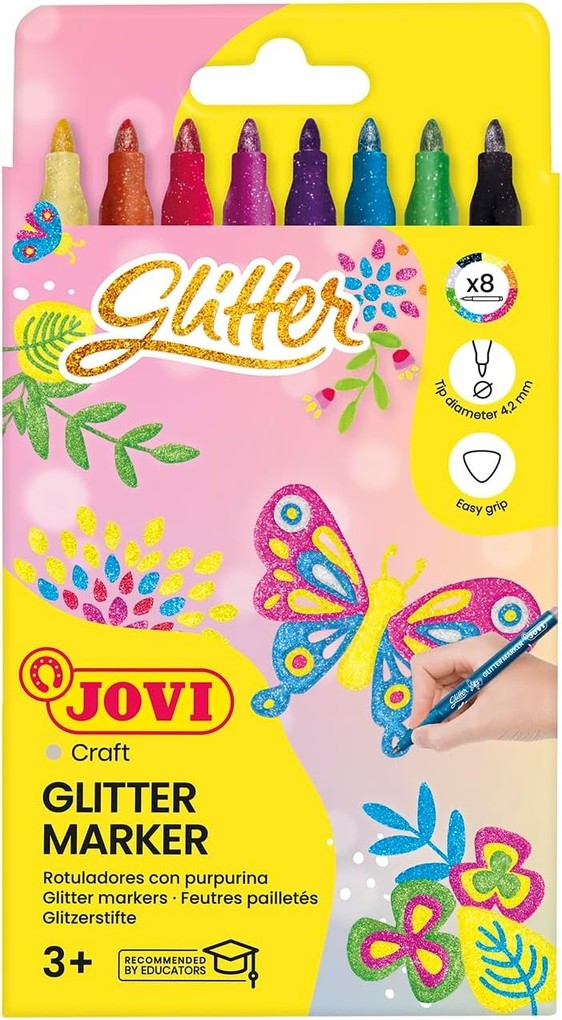 JOVI Faserschreiber ergonomic glitter 8er Set