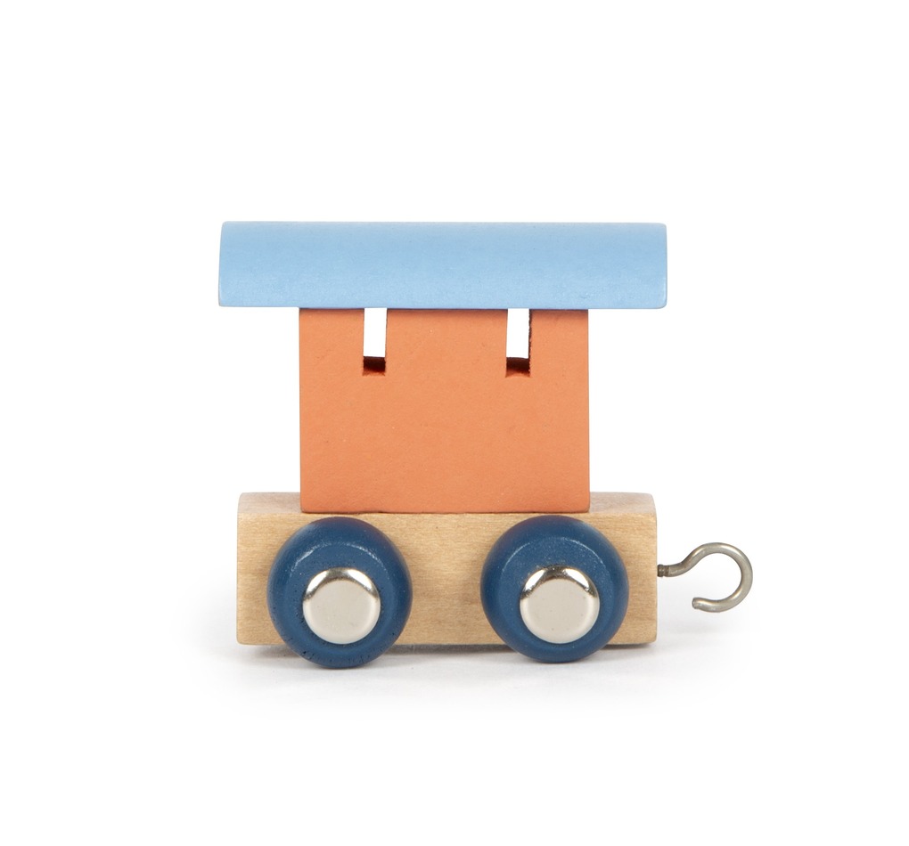 Small Foot 12567 - Buchstabenzug Polar Waggon lachs & eisblau