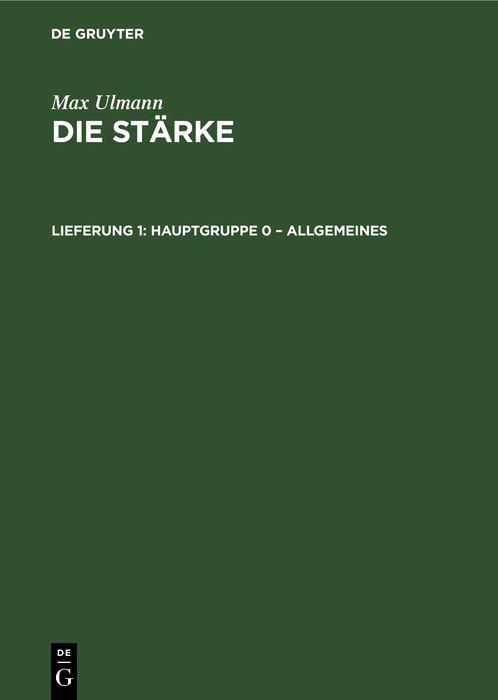 Hauptgruppe 0 - Allgemeines