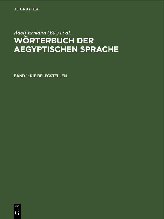 Die Belegstellen Band 1(Tafelteil)