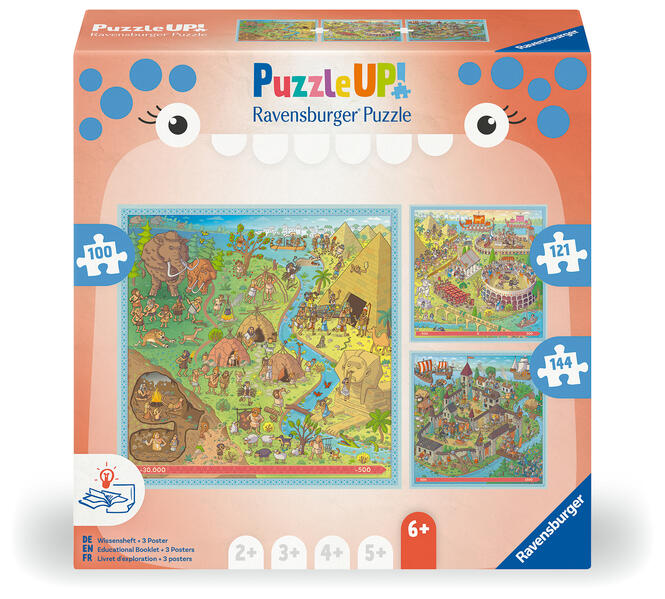 Kinderpuzzle 100 121 144 Teile - Puzzle UP! Geschichte - Steinzeit Altes Rom Mittelalter