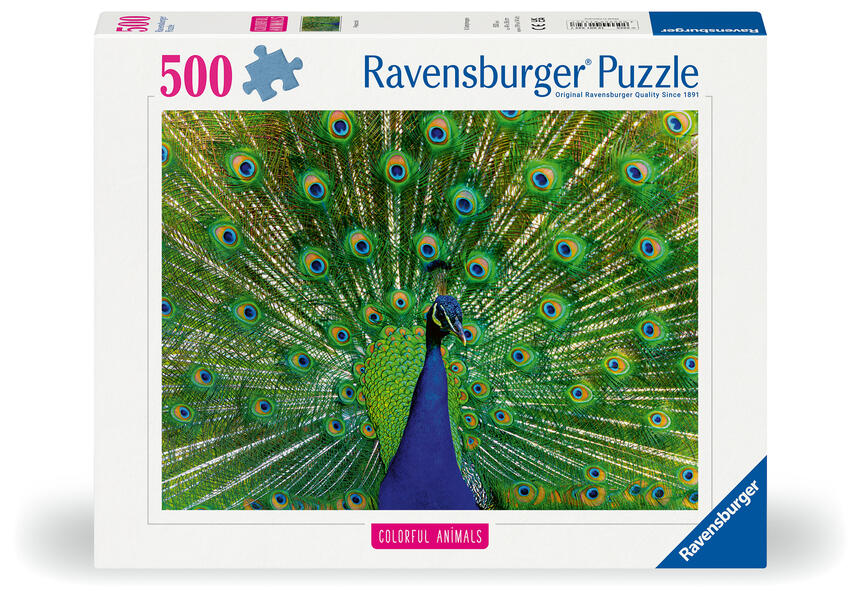 Erwachsenenpuzzle 'Colorful Animals' 500 Teile - Pfau