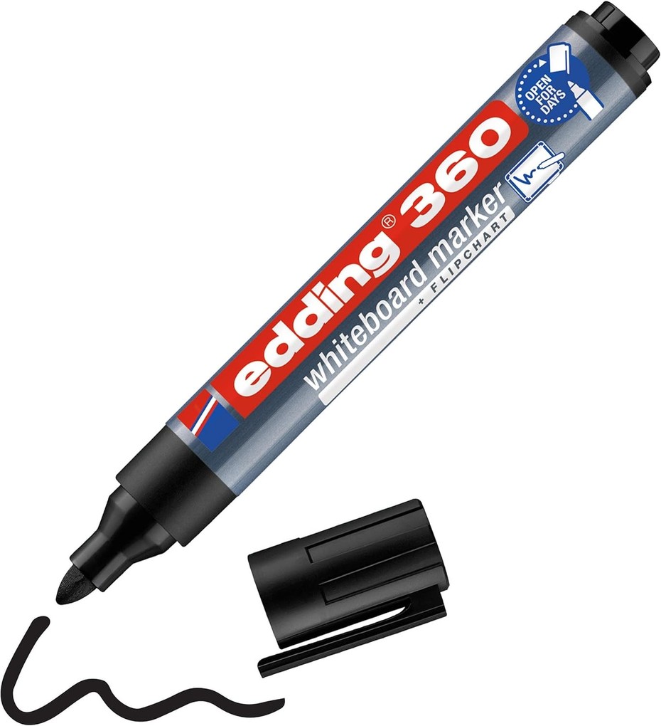 edding 360 whiteboard Black marker Box of 10 34465J