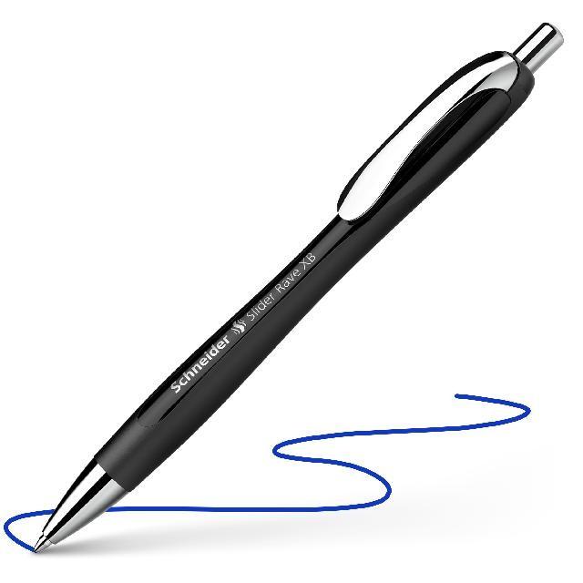 SCHNEIDER Kugelschreiber Slider Rave - XB, blau (dokumentenecht), schwarz-schwarz