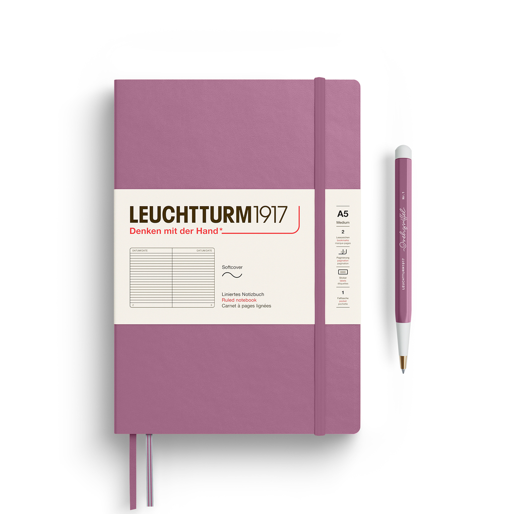 Leuchtturm1917 Notizbuch Medium (A5) Softcover 123 Nummerierte Seiten Dusty Rose Liniert