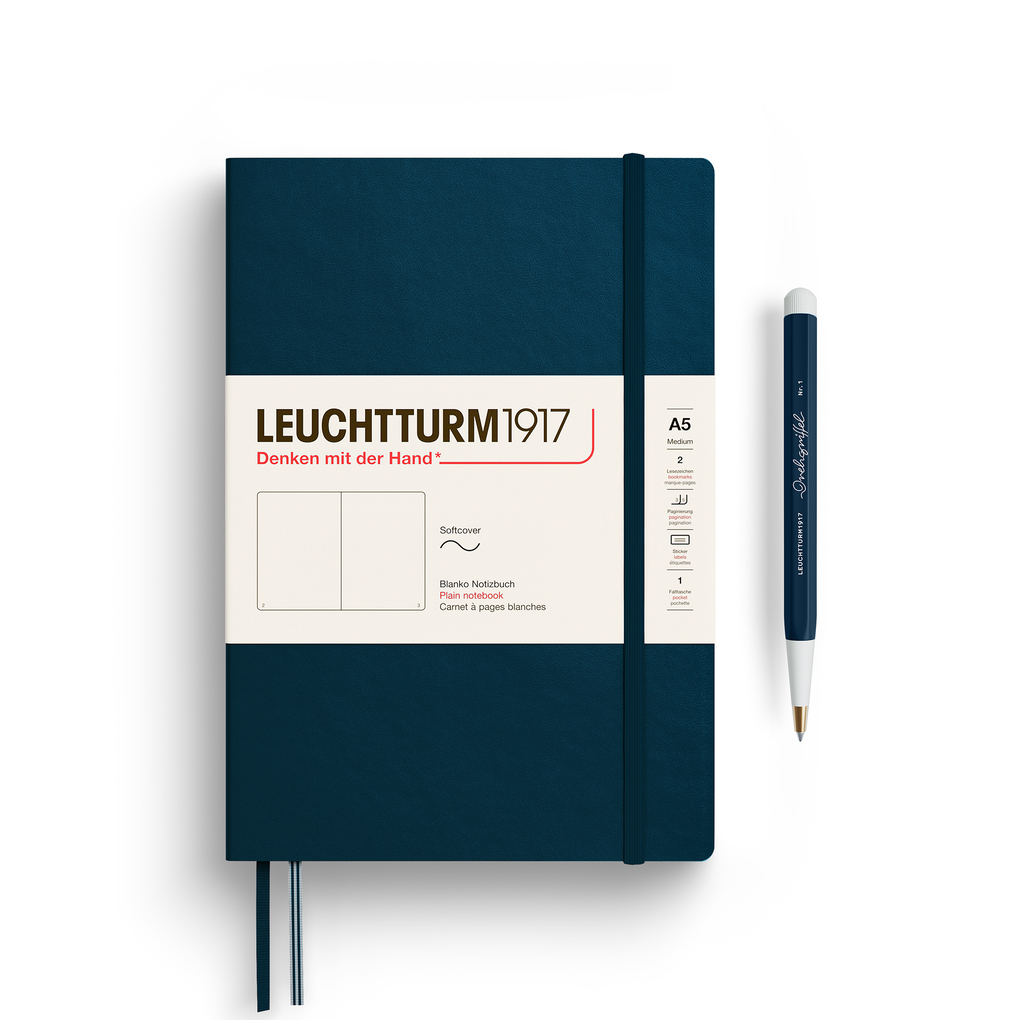 Notizbuch Medium (A5) Softcover 123 nummerierte Seiten Deep Sea blanko
