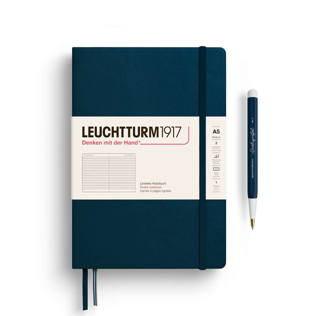 Leuchtturm1917 Notizbuch Medium (A5) Hardcover 251 Nummerierte Seiten Deep Sea Liniert