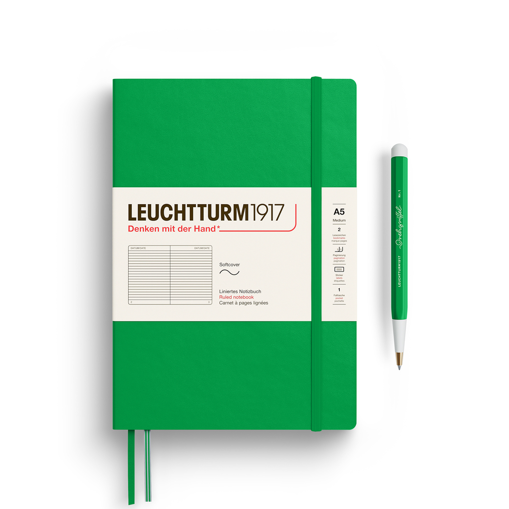 Notizbuch Medium (A5) Softcover 123 nummerierte Seiten Spring Leaf liniert