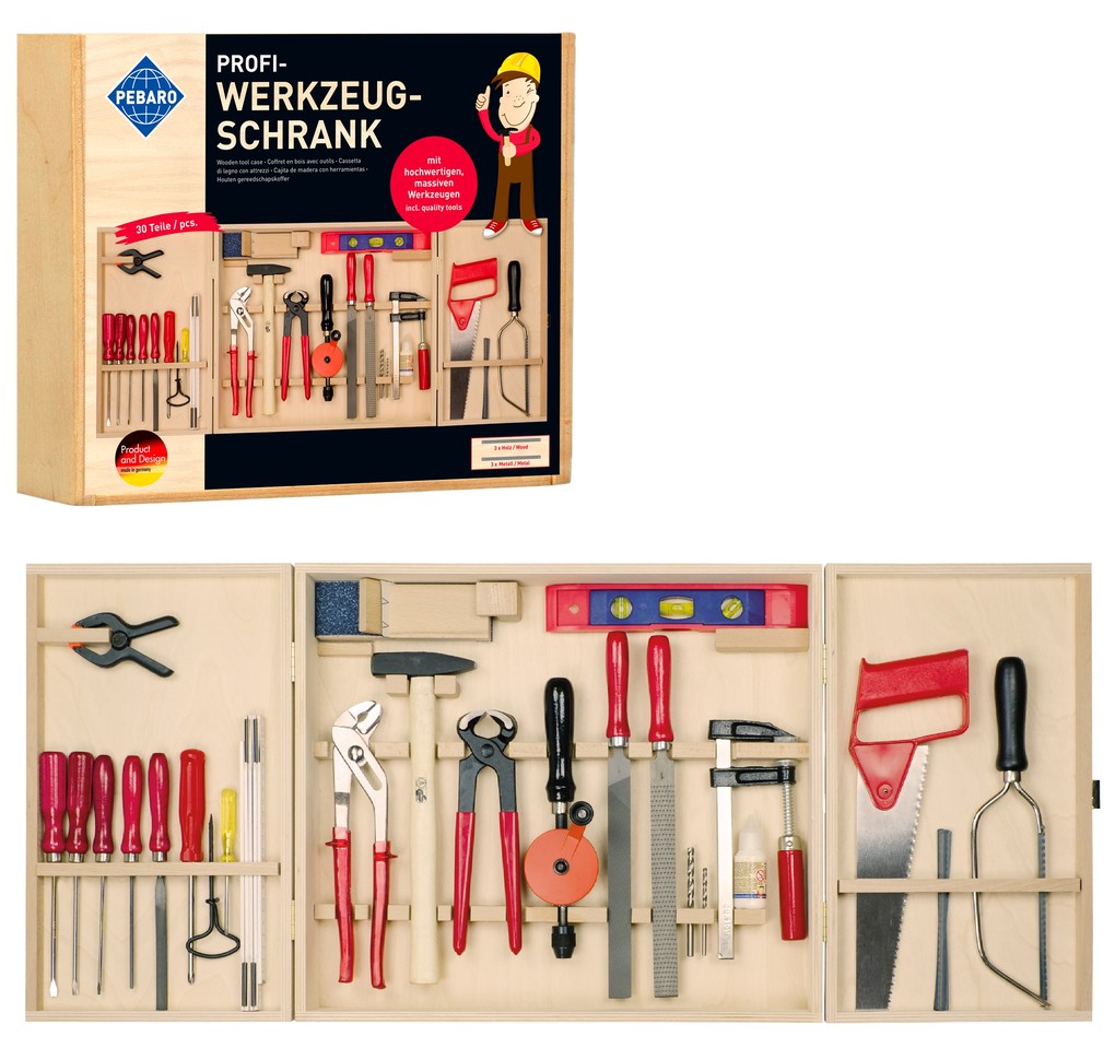 PEBARO 415 - Profi-Werkzeugschrank mit Young Worker Werkzeugen Holz-Werkzeugschrank mit Zubehör