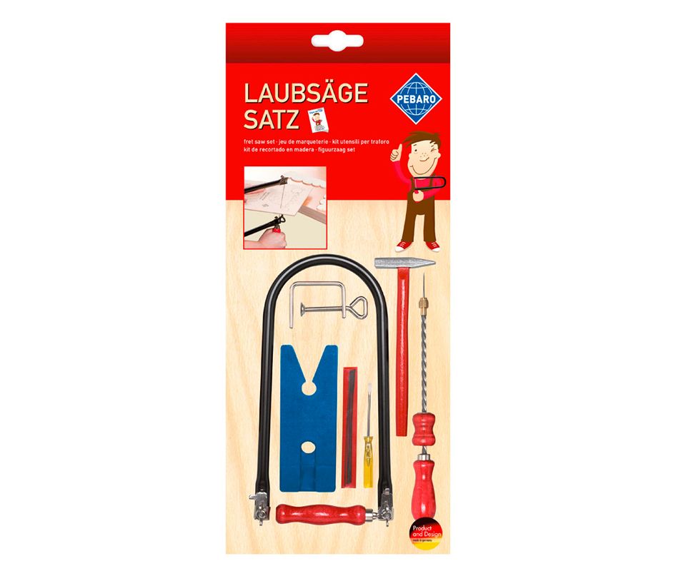 PEBARO 935 - Laubsäge-Set mit Kunststoffbrettchen+Drillbohrer+Werkzeug+Anleitung Starter Set
