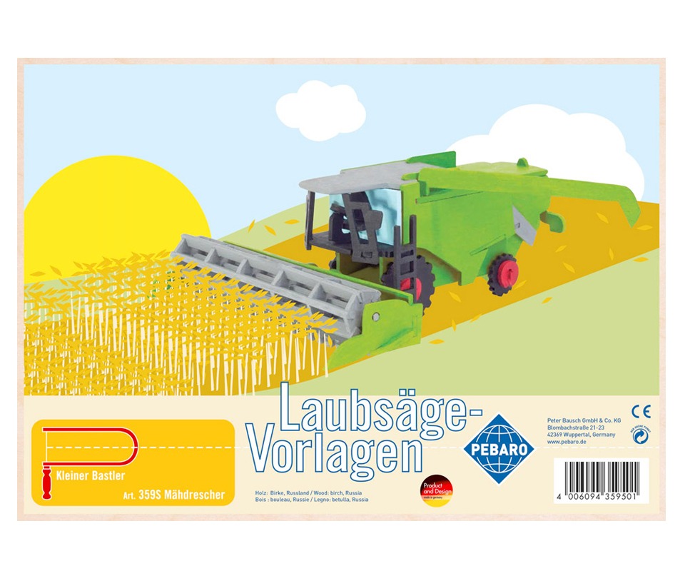 PEBARO 359S - Laubsägevorlage Mähdrescher 2 Platten Größe DIN A4