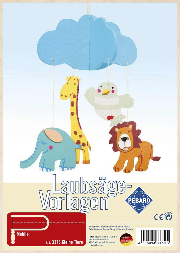 PEBARO 337S - Laubsägevorlage Kleine Tiere 1 Platte Größe DIN A4
