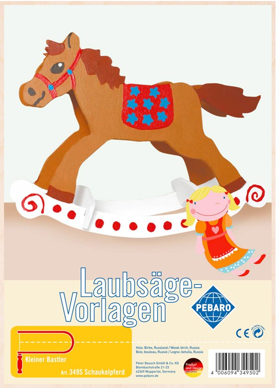 PEBARO 349S - Laubsägevorlage Schaukelpferd 1 Platte Größe DIN A4