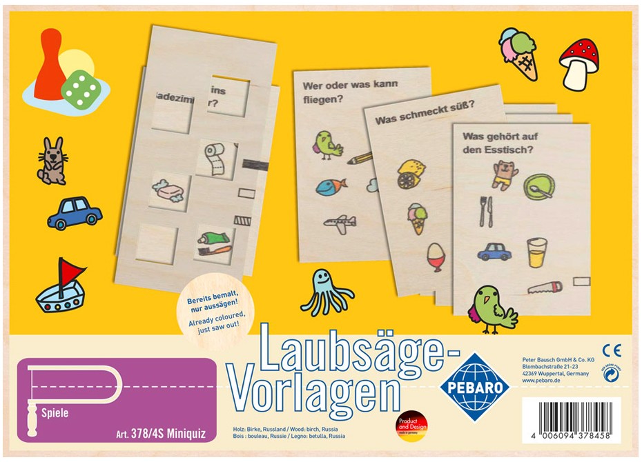 PEBARO 378/4S - Laubsägevorlage Miniquiz 1 Platte Größe DIN A4
