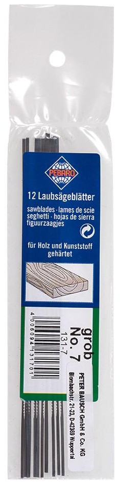 PEBARO 131-7 - Laubsägeblätter gehärtet für Holz und Kunststoff Stärke 7 grob 12 Stück