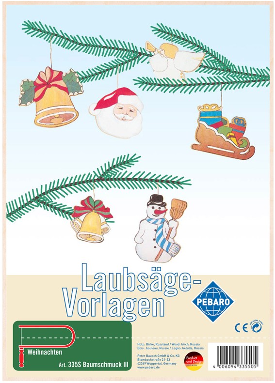 PEBARO 335S - Laubsägevorlage Baumschmuck III 1 Platte Größe DIN A4