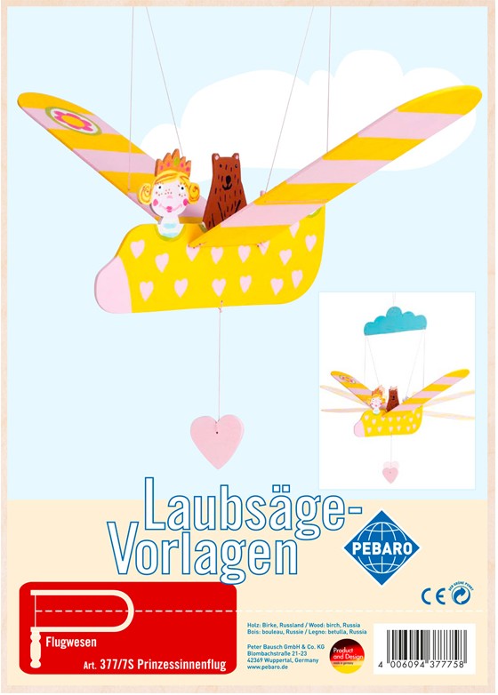 PEBARO 377/7S - Laubsägevorlage Mobile Prinzessinenflug 2 Platten Größe DIN A4