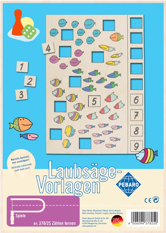 PEBARO 378/2S - Laubsägevorlage Zählen lernen 1 Platte Größe DIN A4