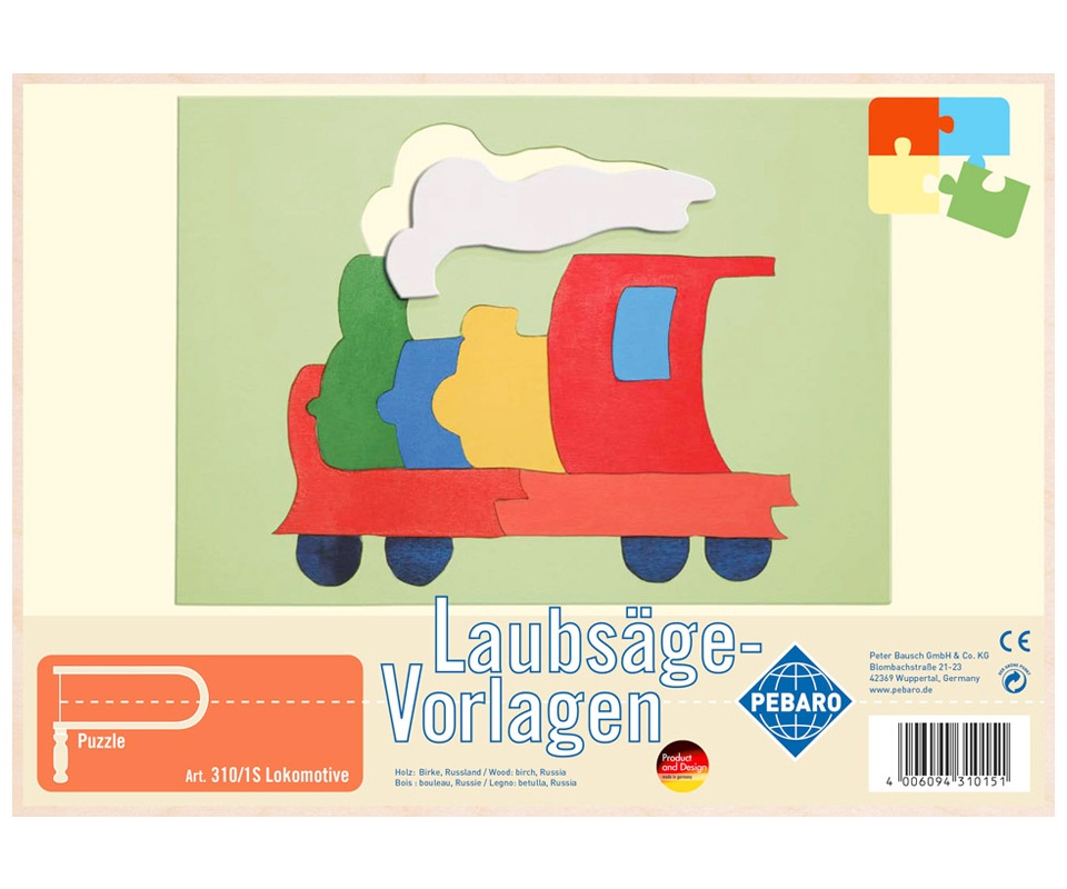 PEBARO 310/1S - Laubsägevorlage Lokomotive 1 Platte Größe DIN A4