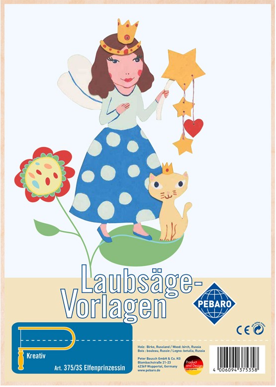 PEBARO 375/3S - Laubsägevorlage Elfenprinzessin 1 Platte Größe DIN A4