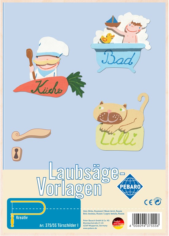 PEBARO 375/5S - Laubsägevorlage Türschilder I 1 Platte Größe DIN A4