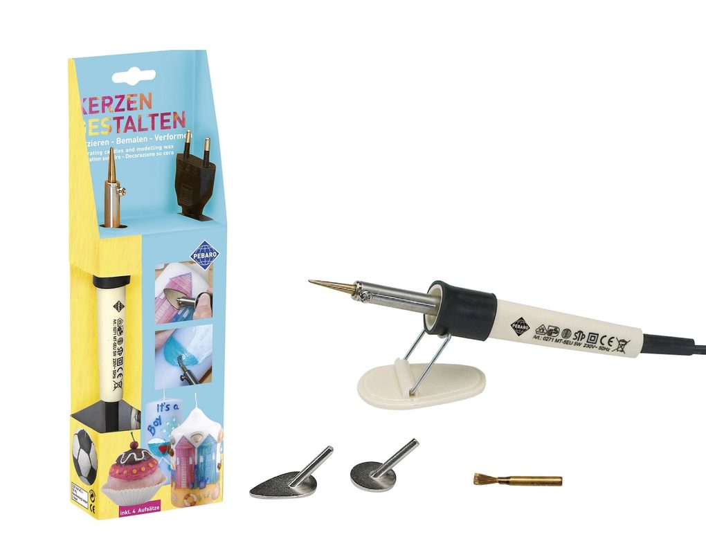 PEBARO 0271 - Kerzenkolben-Set mit 4 Aufsätzen Kerzen gestalten Malen mit Wachs