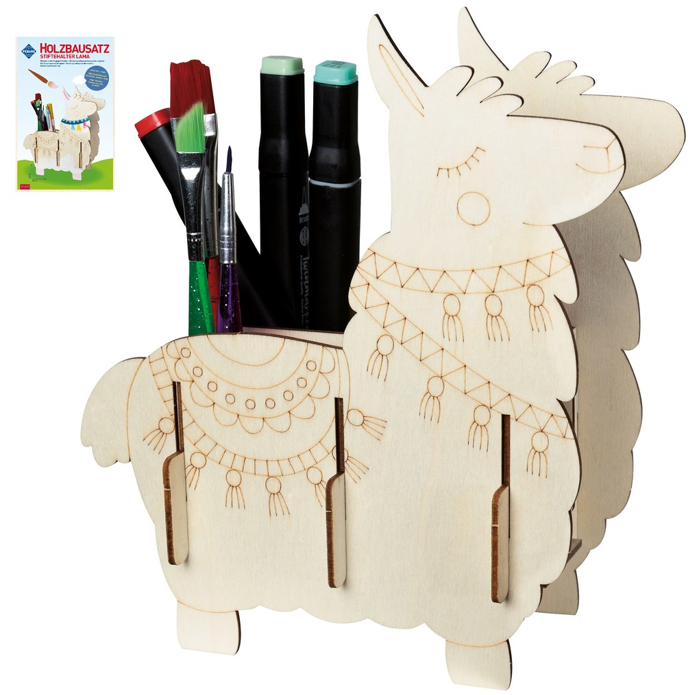 PEBARO 477/2 - Holzbausatz Stiftehalter Lama Laser cut