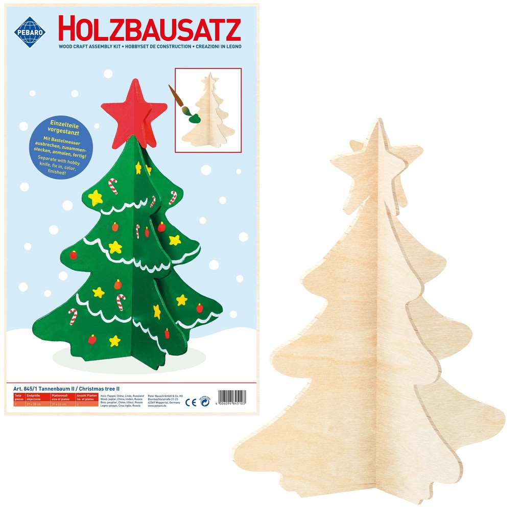 PEBARO 845/1 - Holzbausatz Tannenbaum II 2 Teile Holzkonstruktion zum Zusammenstecken