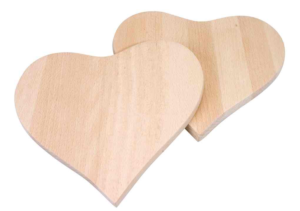 PEBARO FRUE2 - Frühstücksbrettchen Herz Holz Herzform 2 Stück Größe 19x18x1cm