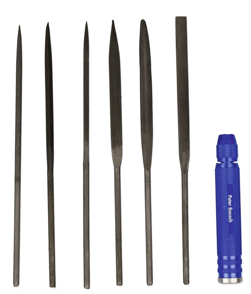 PEBARO M59 - Nagelfeilen-Set mit Alu-Handhalter 7-teilig Feilenset für weiche Materialien