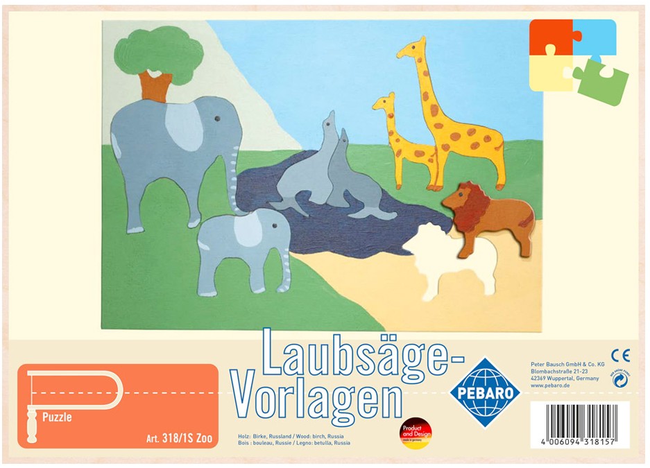 PEBARO 318/1S - Laubsägevorlage Zoo 1 Platte Größe DIN A4