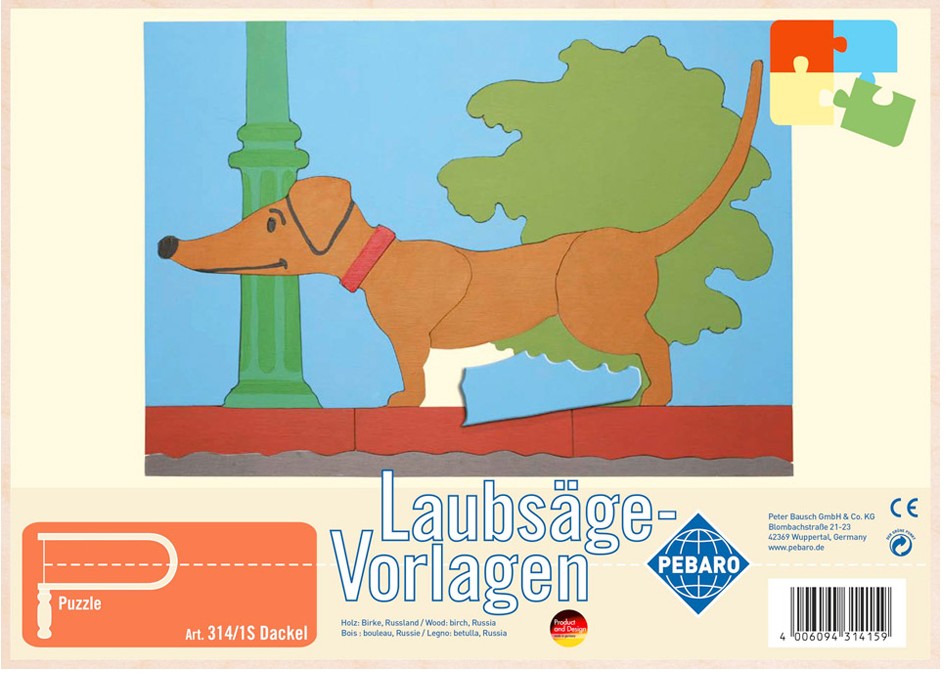 PEBARO 314/1S - Laubsägevorlage Dackel 1 Platte Größe DIN A4