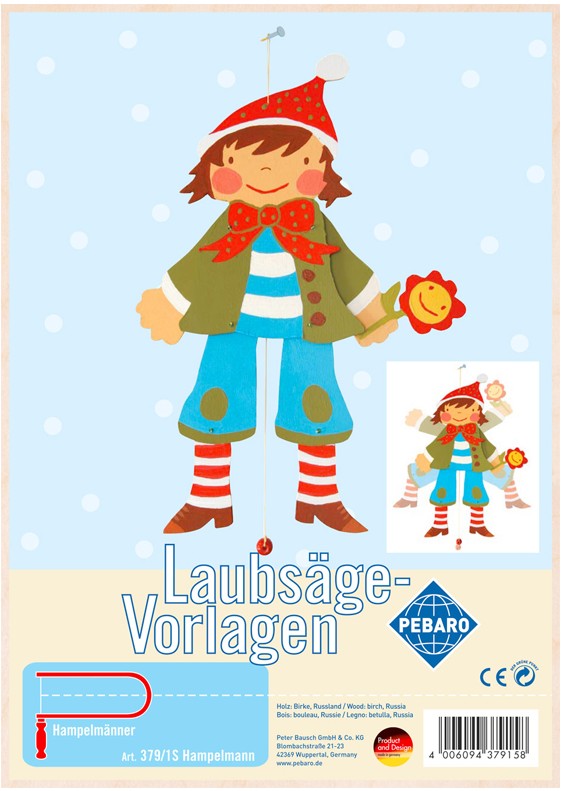 PEBARO 379/1S - Laubsägevorlage Hampelmann 1 Platte Größe DIN A4