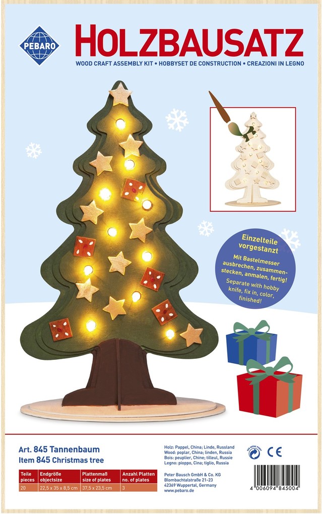 PEBARO 845 - Holzbausatz Tannenbaum 20 Teile Holzkonstruktion zum Zusammenstecken