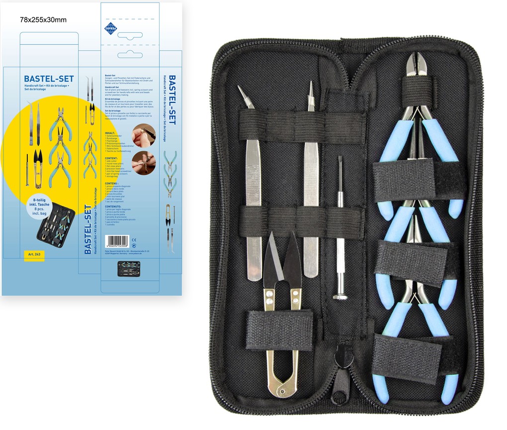 PEBARO 243 - Bastel-Set Zangen- und Pinzetten-Set zur Schmuckherstellung 8-teilig
